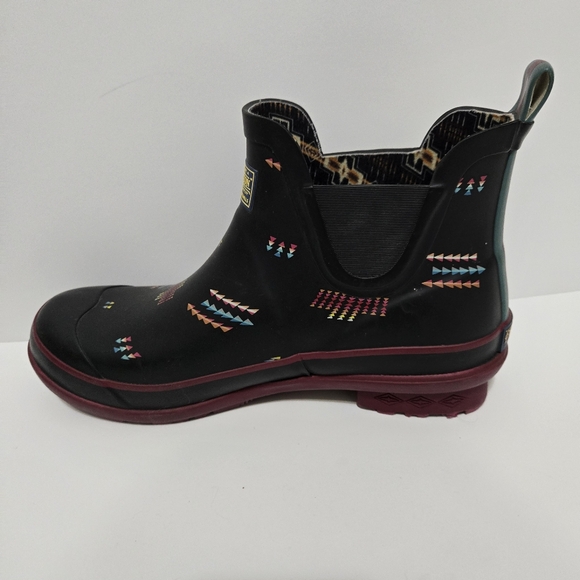 Pendleton Chelsea Rain Boot Geo toss black rubber redd - Picture 7 of 11